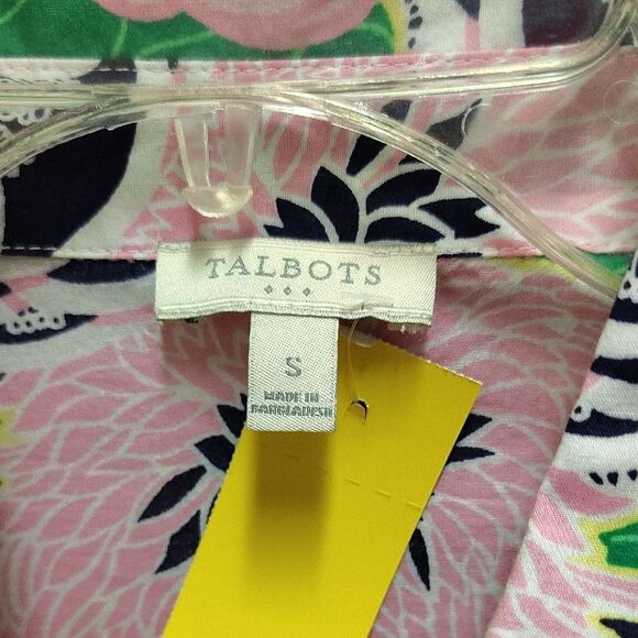 Talbots Pink and Green Blouse with Vibrant Pattern - Picture 3 of 4